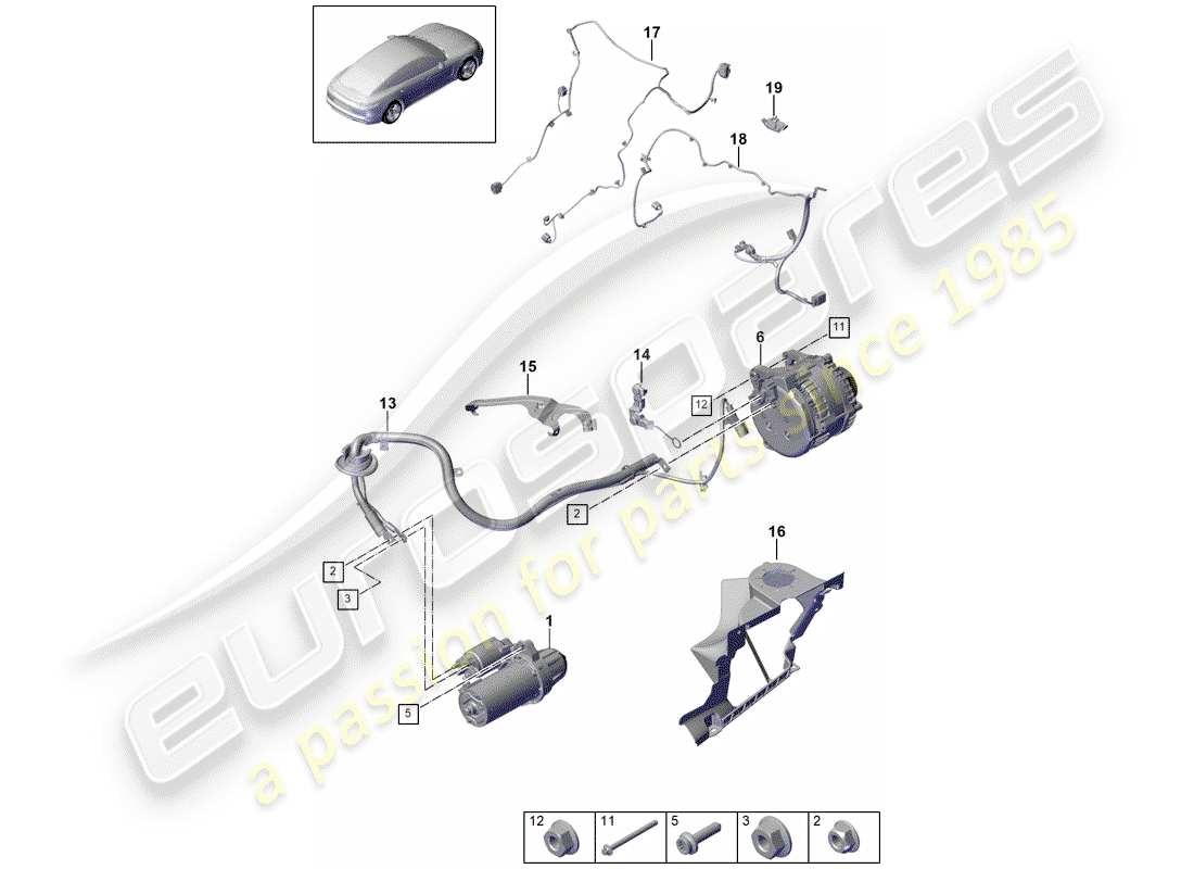 porsche 2018 (panamera 971-1) starter part diagram