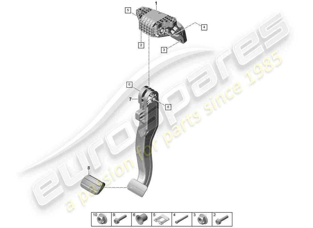 porsche 2020 (panamera 971-1) brake and acc. pedal assembly parts diagram