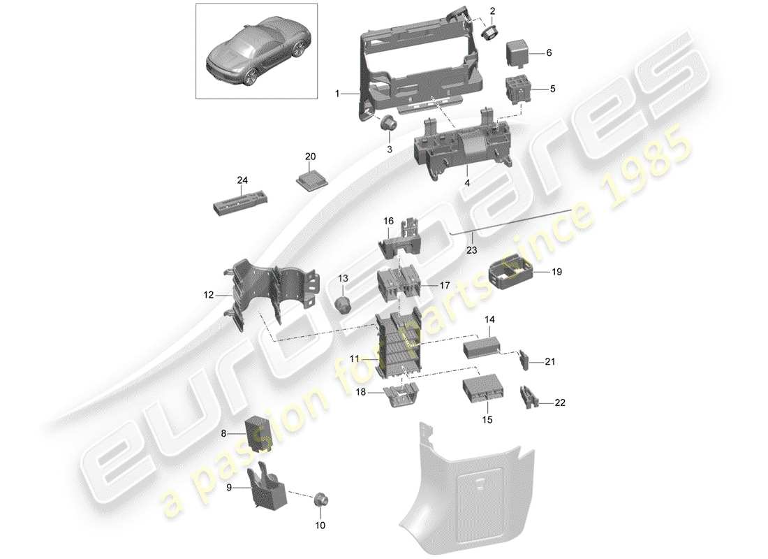 porsche 2012 (981 boxster) fuse box/relay plate part diagram
