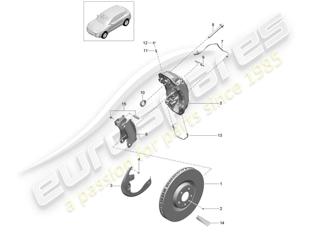 porsche 2016 (macan) disc brakes part diagram