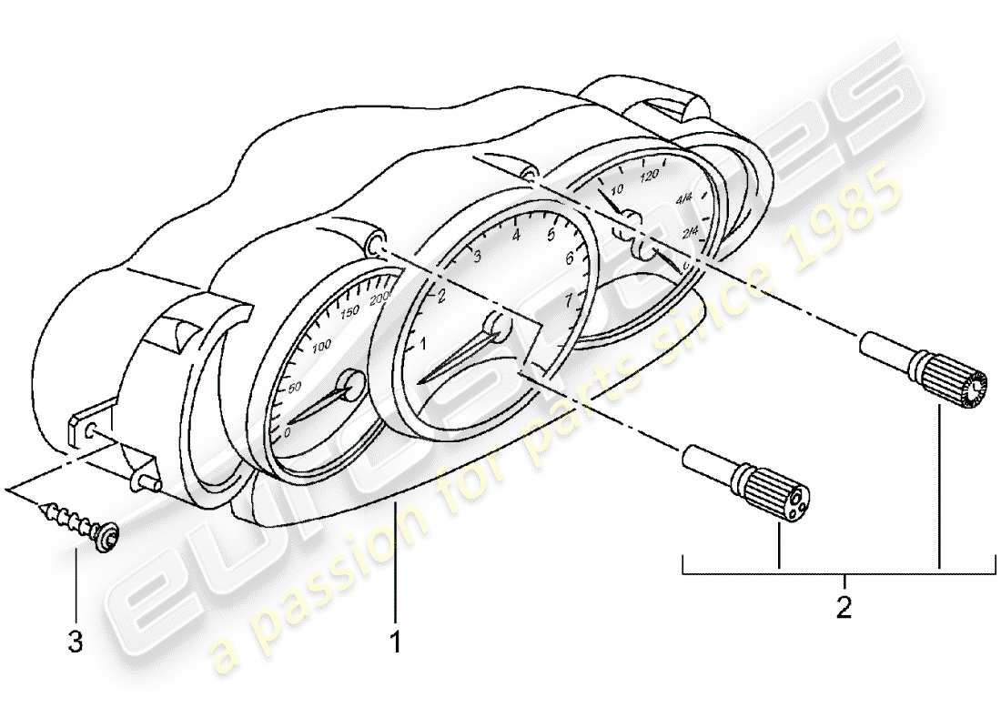 porsche 1997 (986 boxster) instrument cluster - complete - d - mj 2001>> part diagram