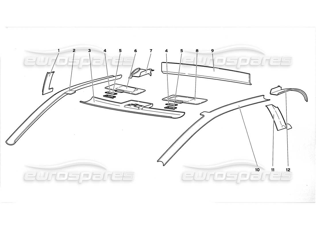 lamborghini diablo gt (1999) passenger compartment trim parts diagram