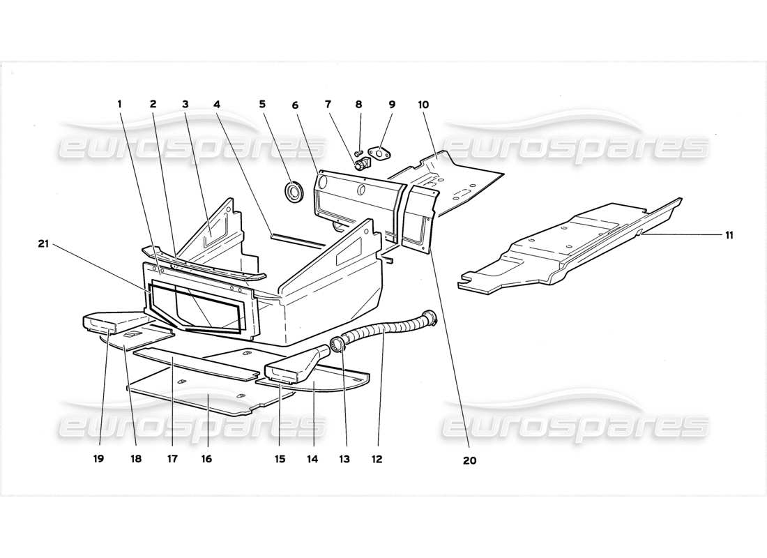 lamborghini diablo gt (1999) front floor panels parts diagram