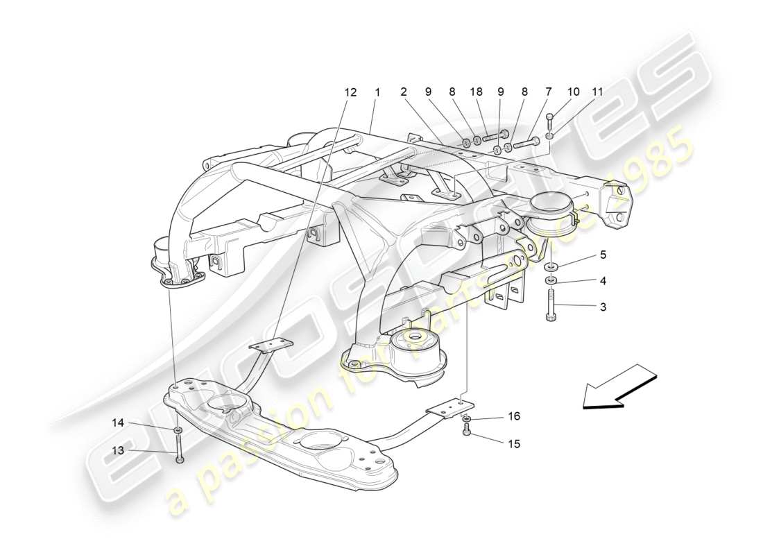 maserati granturismo (2010) rear chassis part diagram