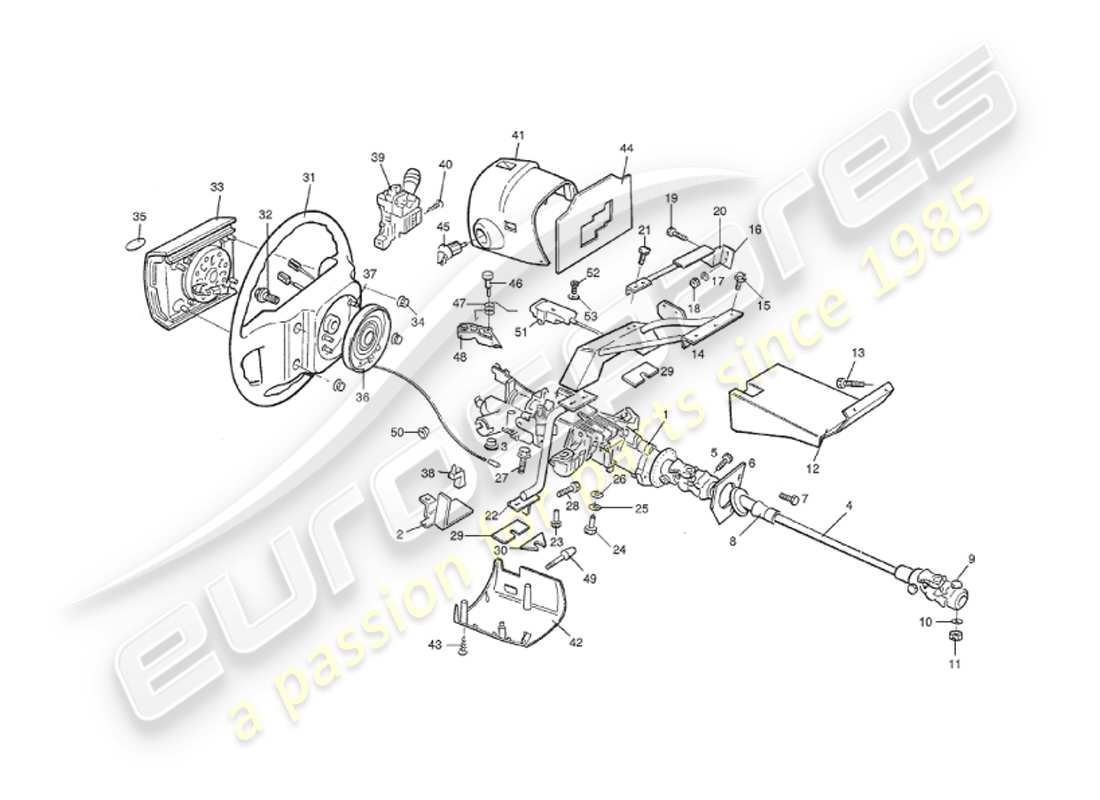 aston martin v8 virage (1999) steering column, 1993 on part diagram