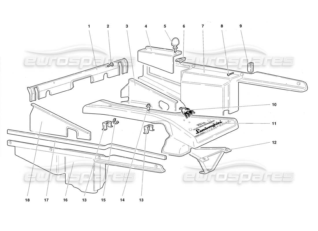 lamborghini diablo roadster (1998) engine housing panels parts diagram