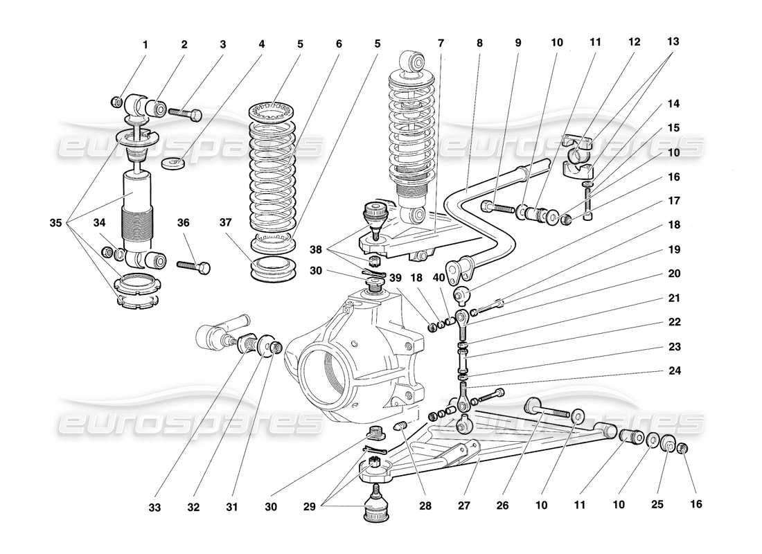 lamborghini diablo se30 (1995) front suspension parts diagram