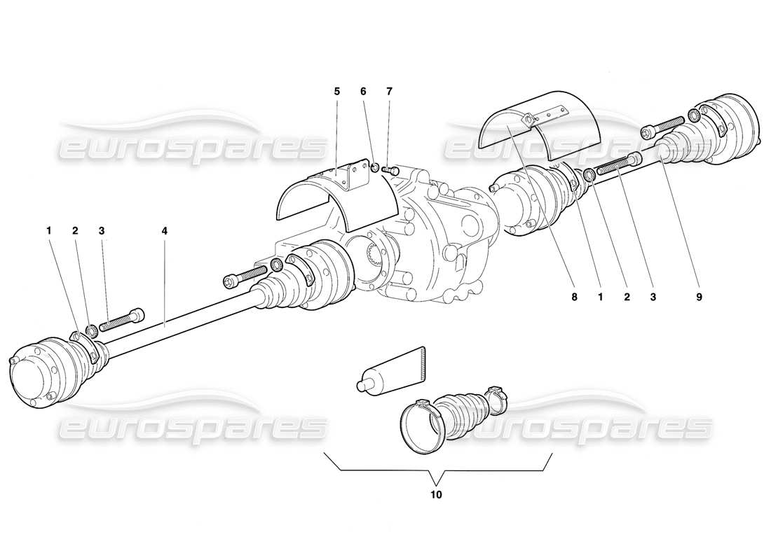 lamborghini diablo se30 (1995) driveshafts parts diagram