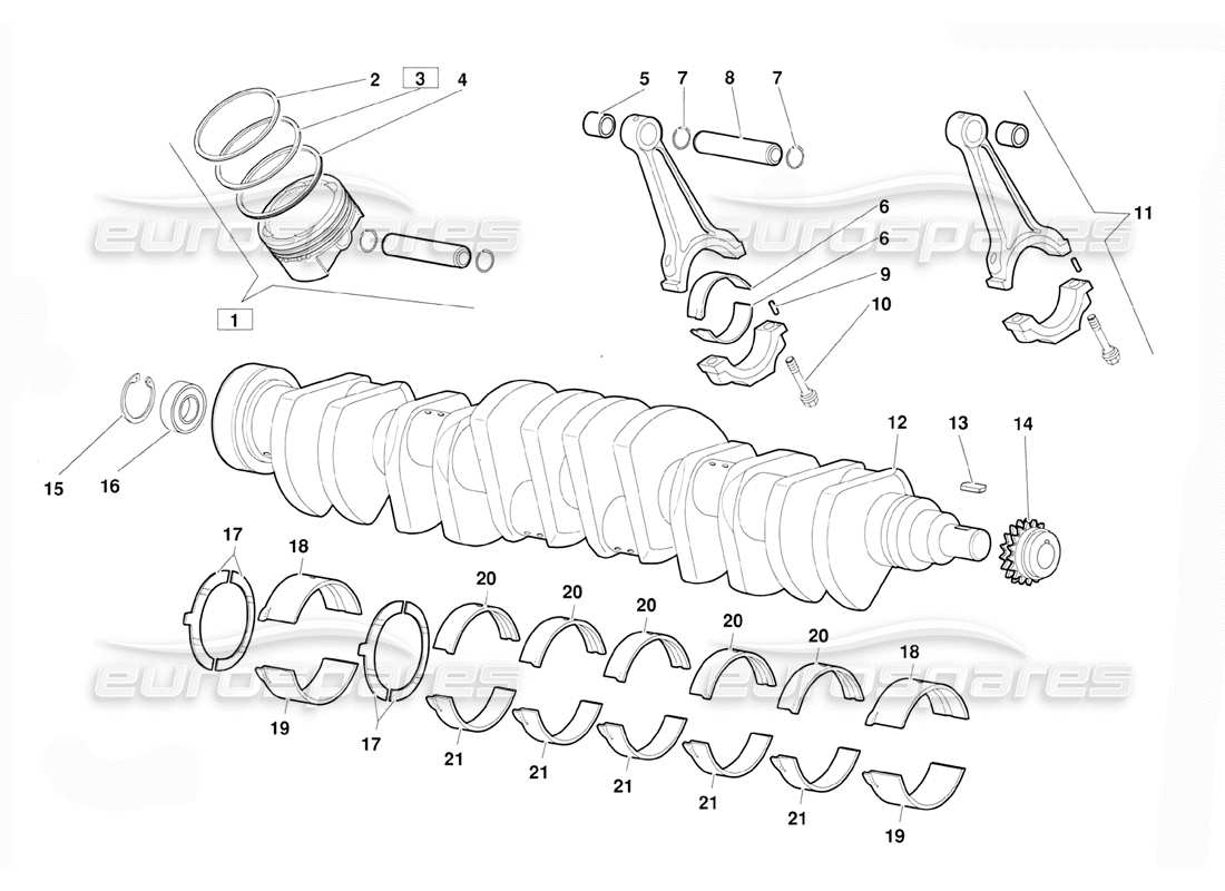 lamborghini diablo (1991) crankgears (valid for june 1992 version) parts diagram