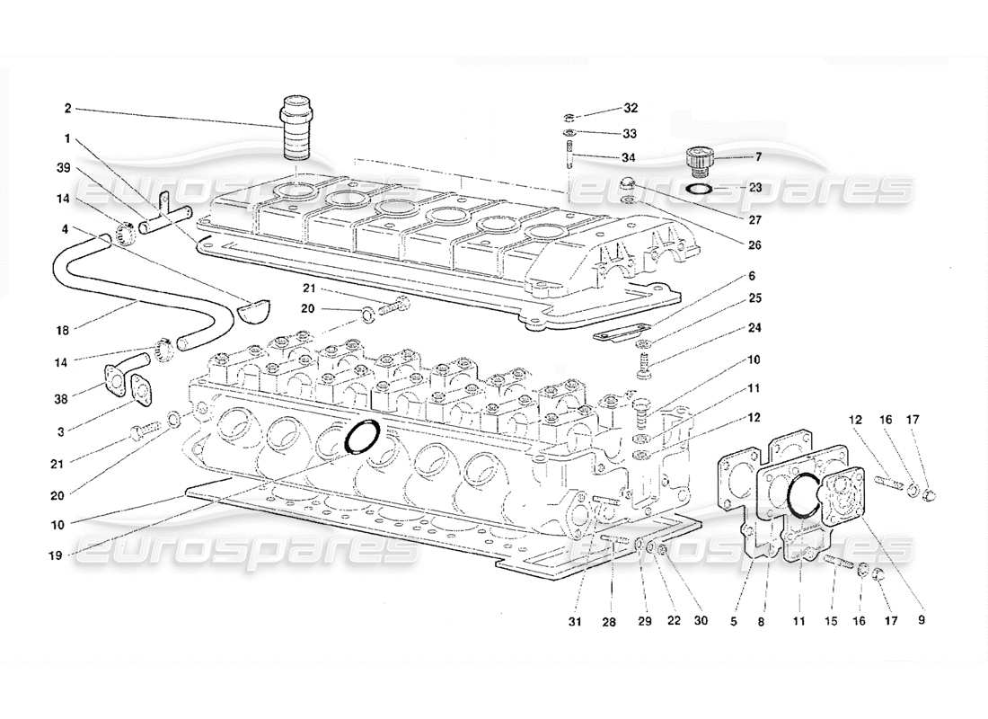 lamborghini diablo (1991) accessories for left cylinder head part diagram