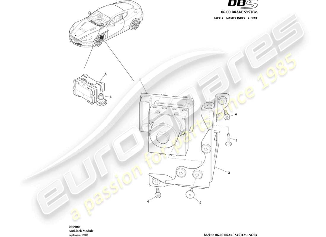 aston martin dbs (2012) anti-lock module part diagram