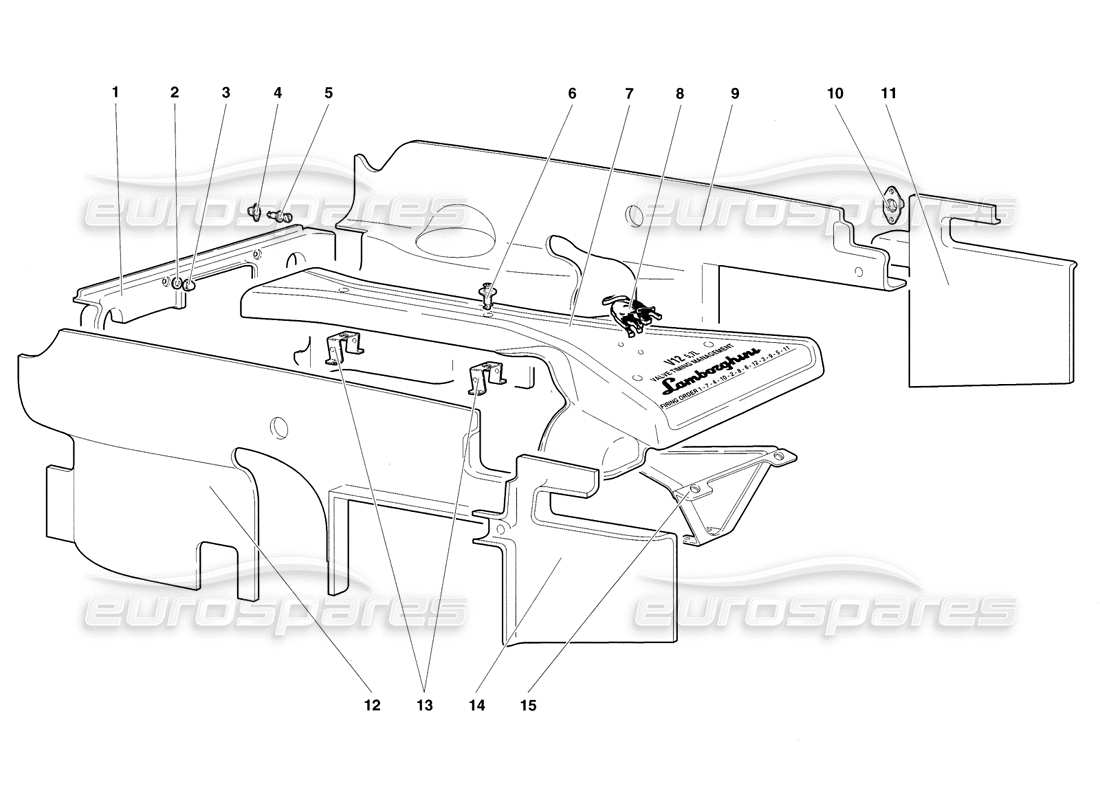 lamborghini diablo sv (1998) engine housing panels parts diagram