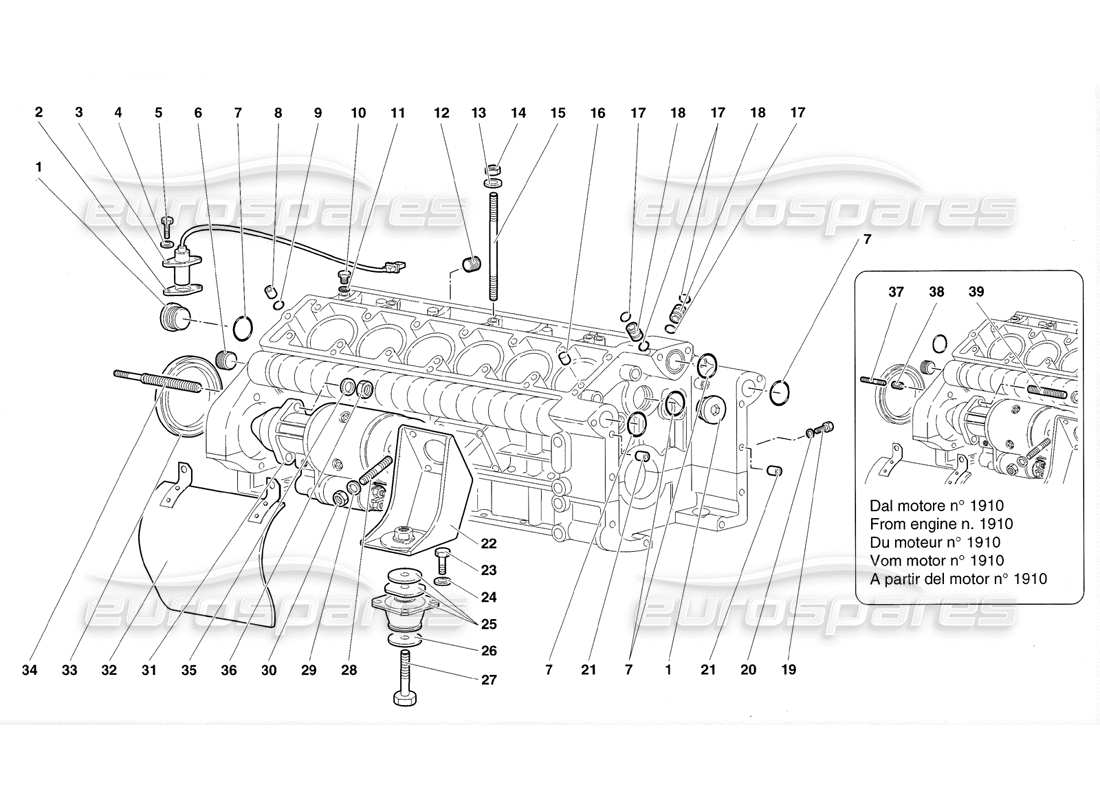 lamborghini diablo sv (1998) crankcase parts diagram