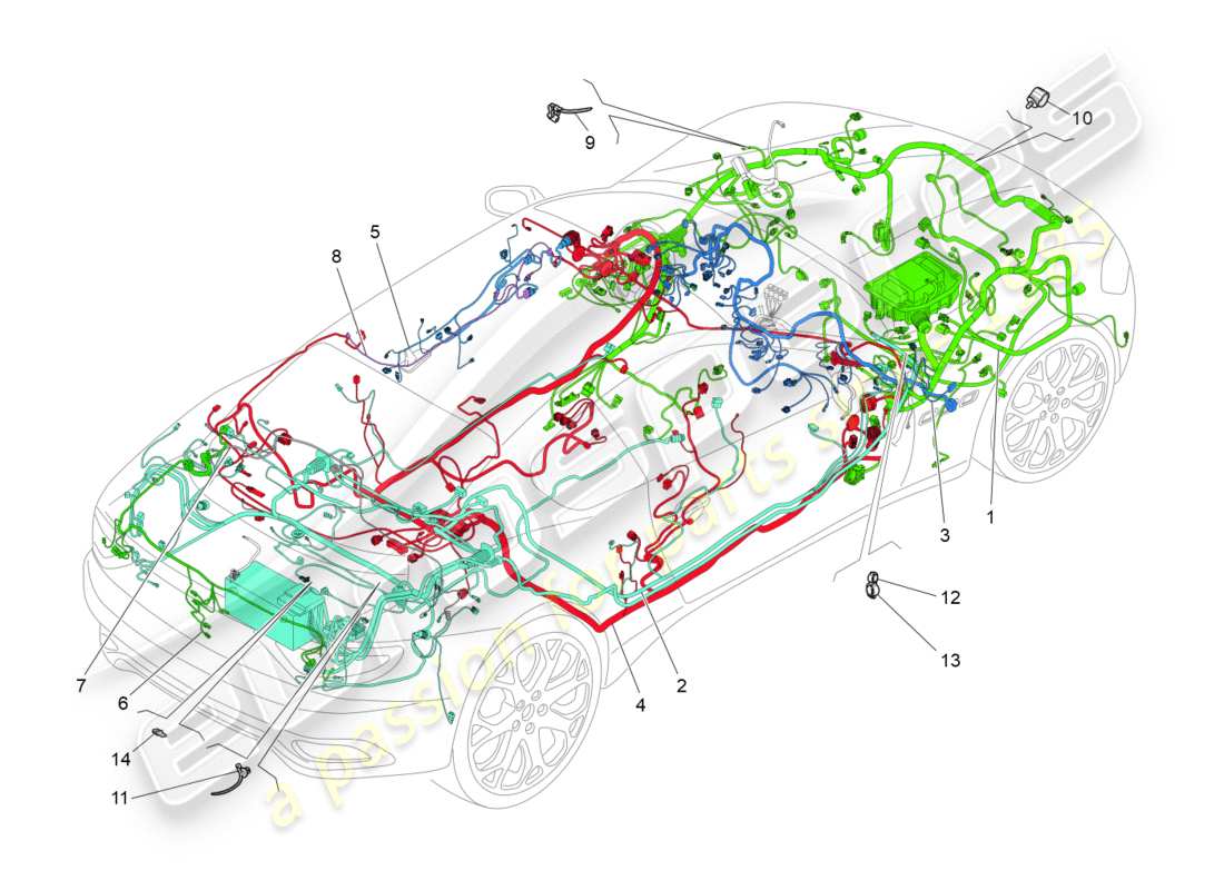 maserati granturismo (2010) main wiring part diagram