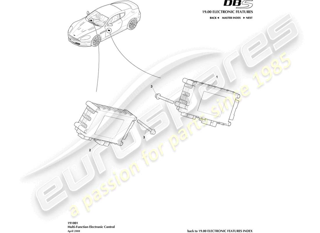 aston martin dbs (2007) multi-function control part diagram