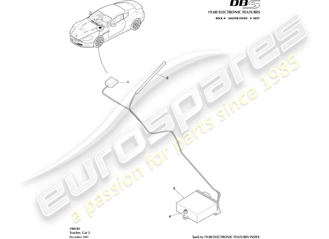 aston martin dbs (2007) tracker part diagram