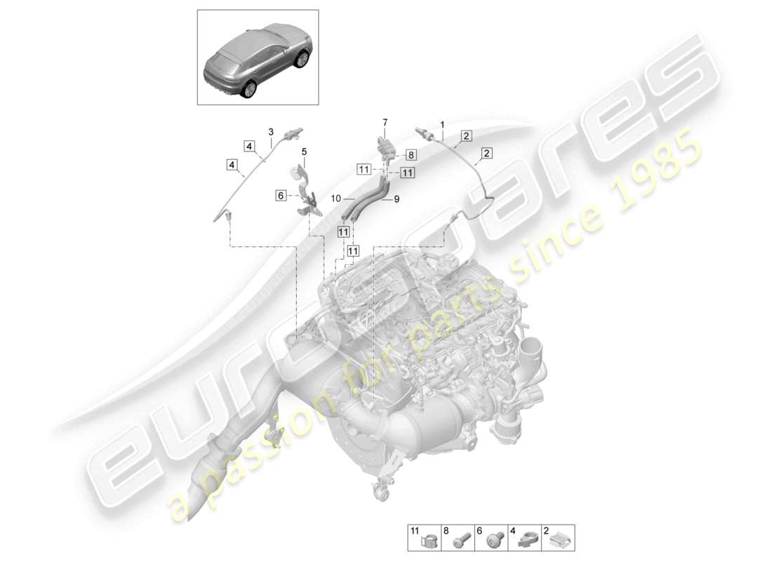 a part diagram from the porsche 2019 (macan) parts catalogue