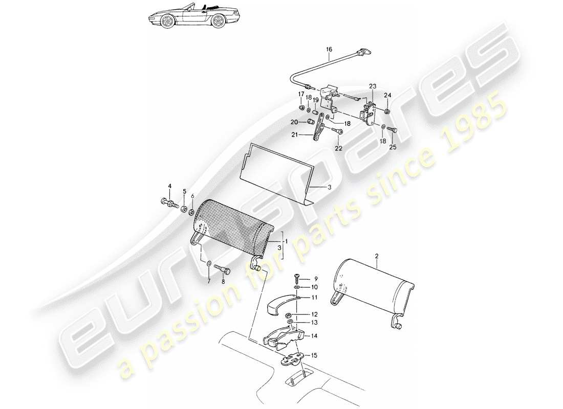 a part diagram from the porsche 1997 (seats for 944/968/911/928) parts catalogue