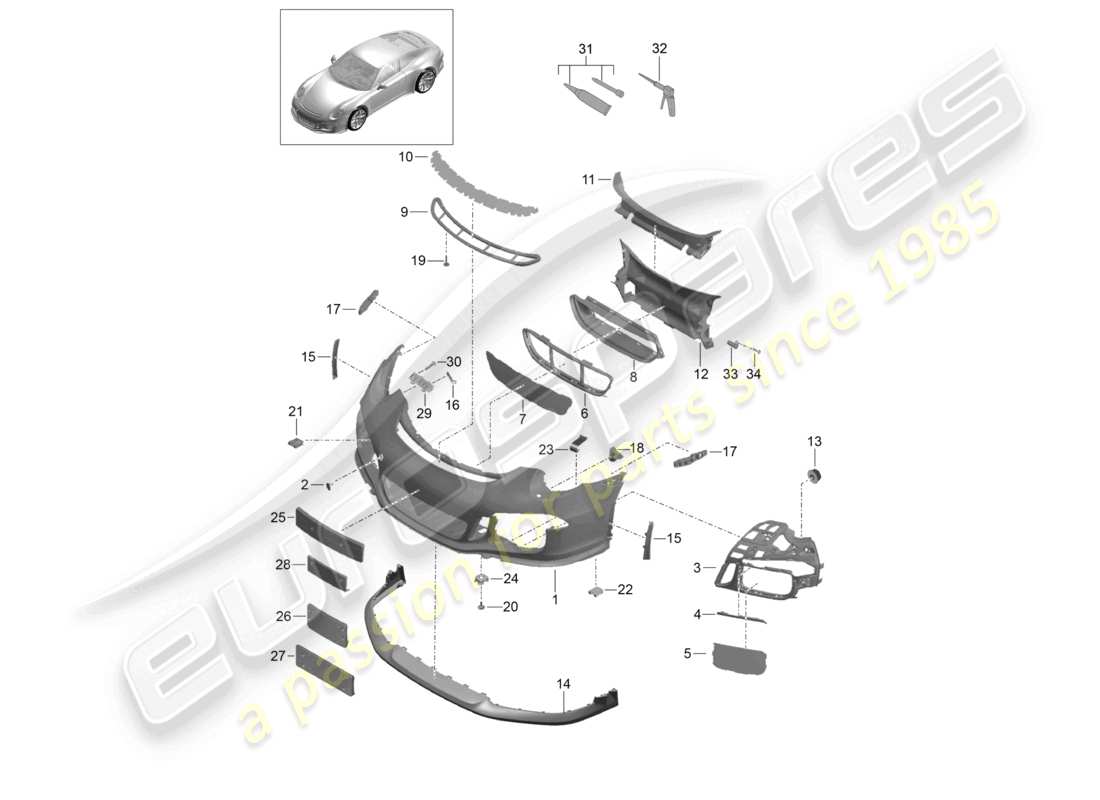 VIEW PARTS DIAGRAMS FROM THE PORSCHE 991 PARTS CATALOGUE a part diagram from the porsche 991 parts catalogue