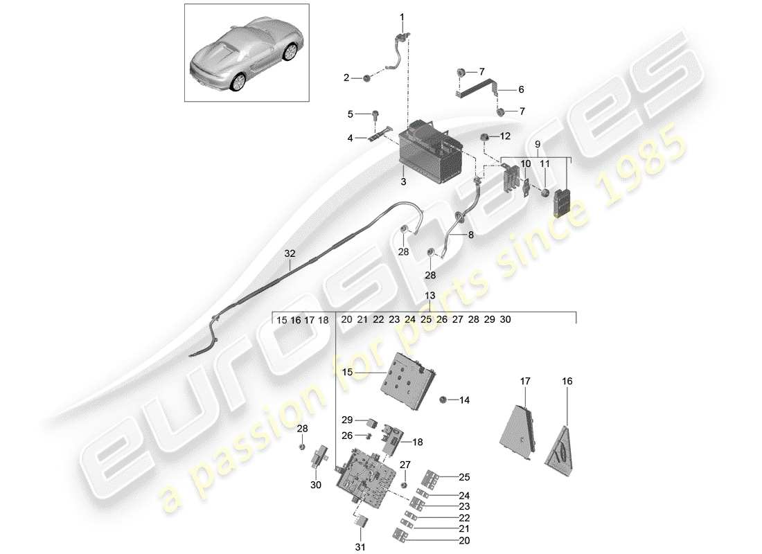 a part diagram from the porsche 2016 (981 boxster spyder) parts catalogue