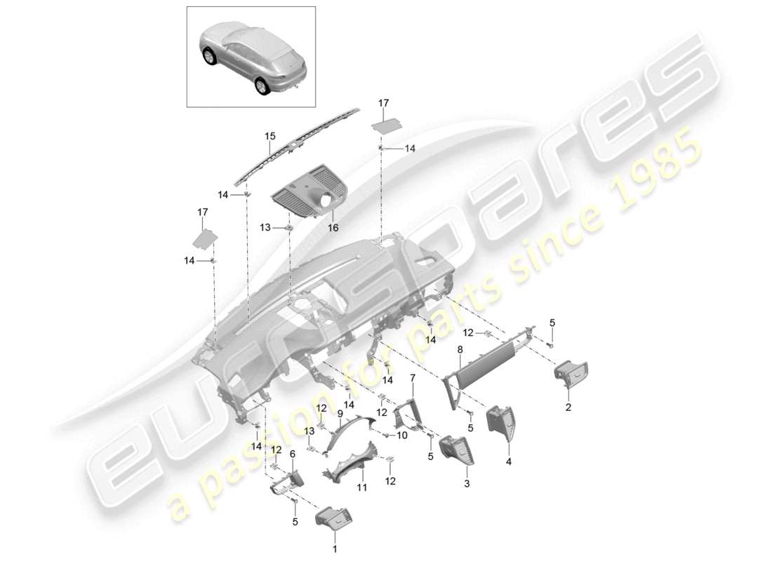 VIEW PARTS DIAGRAMS FROM THE PORSCHE MACAN PARTS CATALOGUE a part diagram from the porsche macan parts catalogue