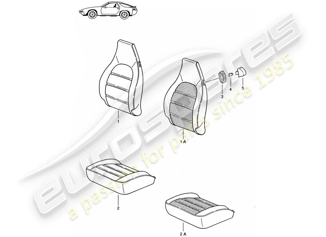 a part diagram from the porsche 1996 (seats for 944/968/911/928) parts catalogue