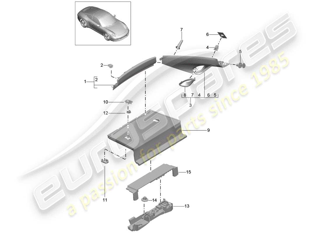 VIEW PARTS DIAGRAMS FROM THE PORSCHE 991 PARTS CATALOGUE a part diagram from the porsche 991 parts catalogue