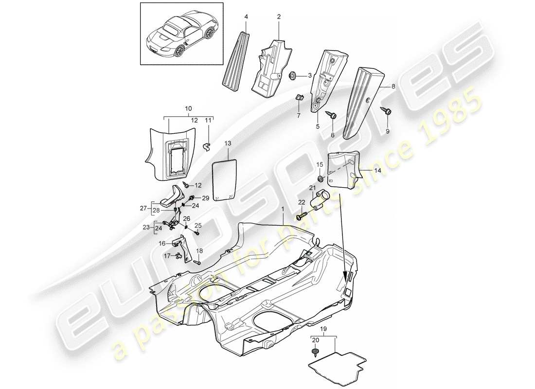 VIEW PARTS DIAGRAMS FROM THE PORSCHE BOXSTER PARTS CATALOGUE a part diagram from the porsche boxster parts catalogue