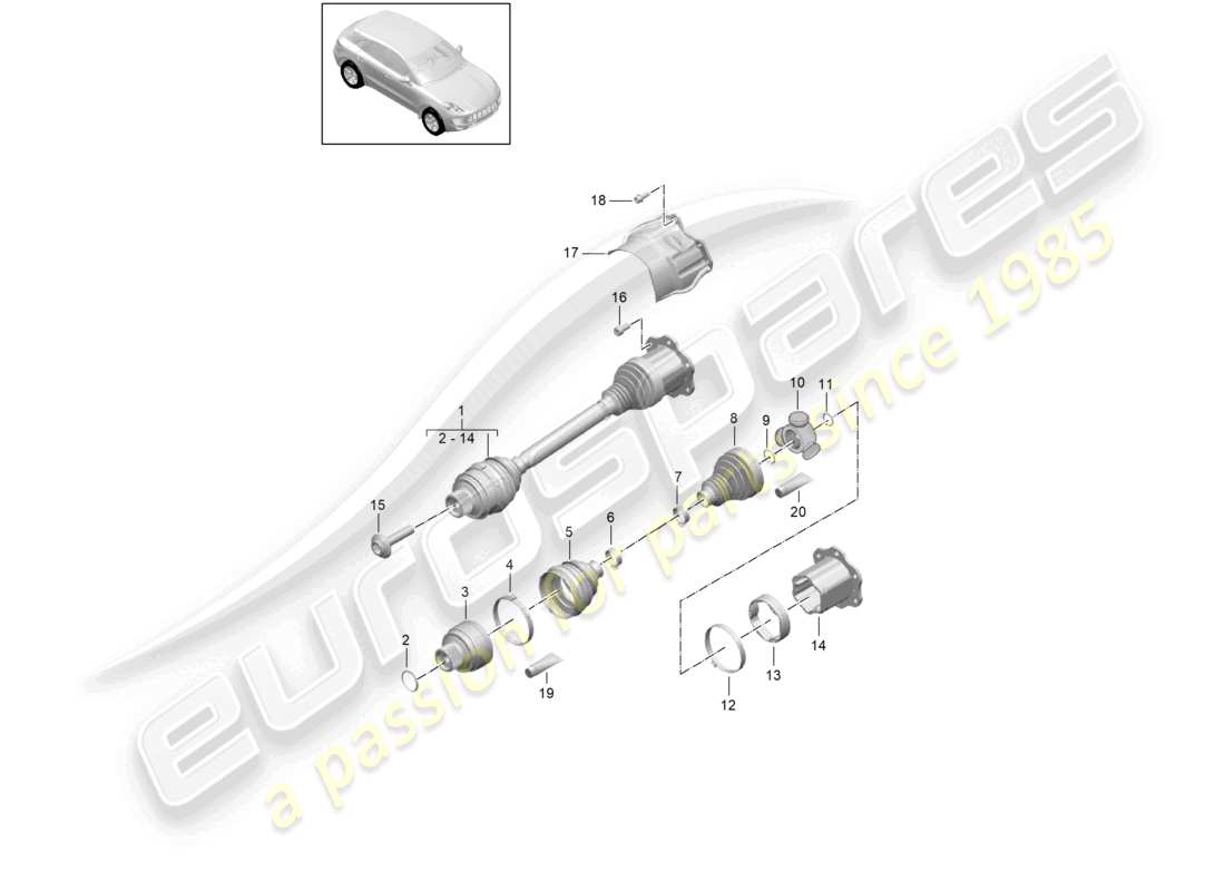 VIEW PARTS DIAGRAMS FROM THE PORSCHE MACAN PARTS CATALOGUE a part diagram from the porsche macan parts catalogue