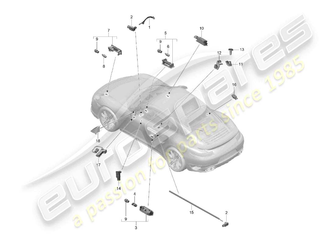 a part diagram from the porsche 991 parts catalogue