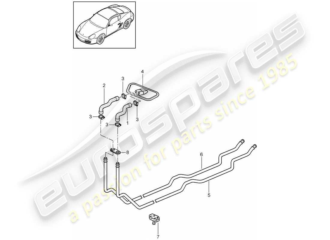 VIEW PARTS DIAGRAMS FROM THE PORSCHE CAYMAN PARTS CATALOGUE a part diagram from the porsche cayman parts catalogue