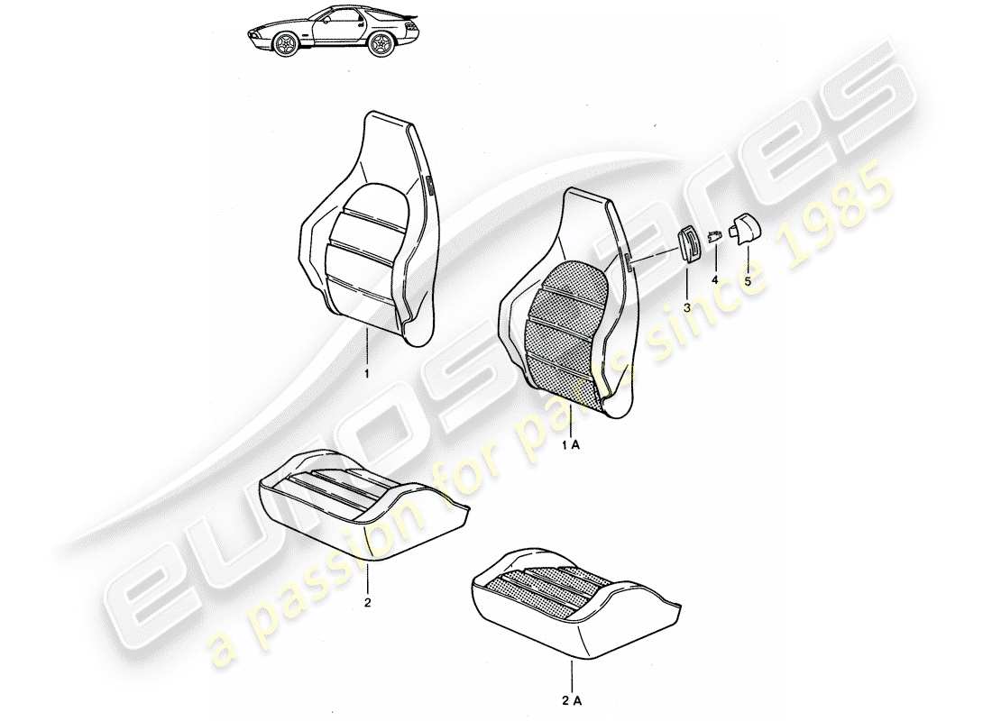 a part diagram from the porsche 1989 (seats for 944/968/911/928) parts catalogue