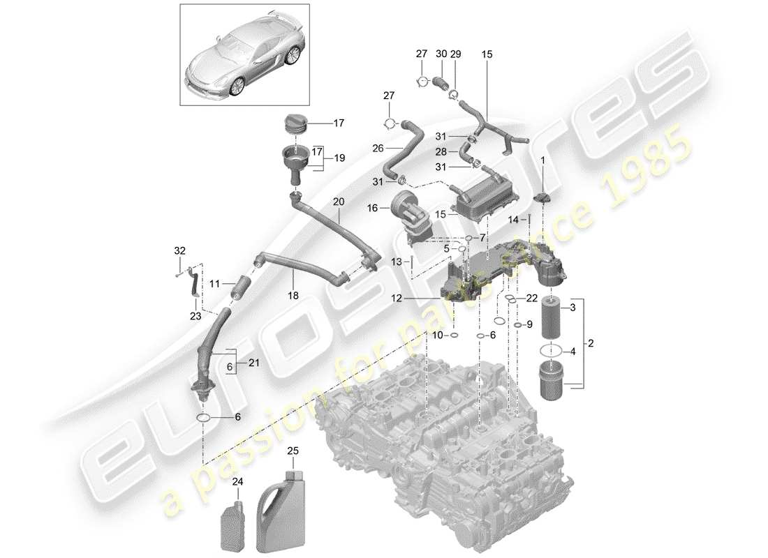 a part diagram from the porsche cayman parts catalogue