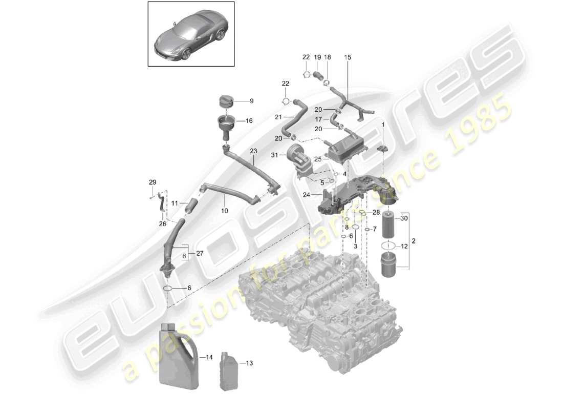 VIEW PARTS DIAGRAMS FROM THE PORSCHE BOXSTER PARTS CATALOGUE a part diagram from the porsche boxster parts catalogue