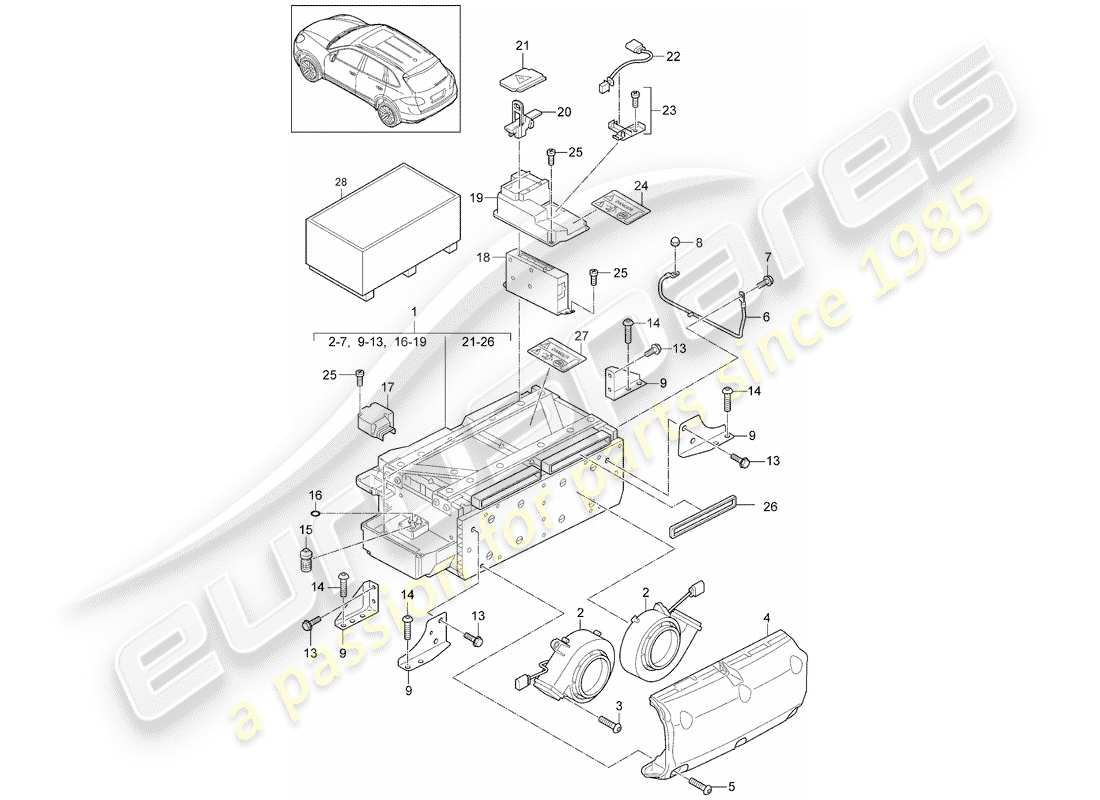VIEW PARTS DIAGRAMS FROM THE PORSCHE CAYENNE PARTS CATALOGUE a part diagram from the porsche cayenne parts catalogue