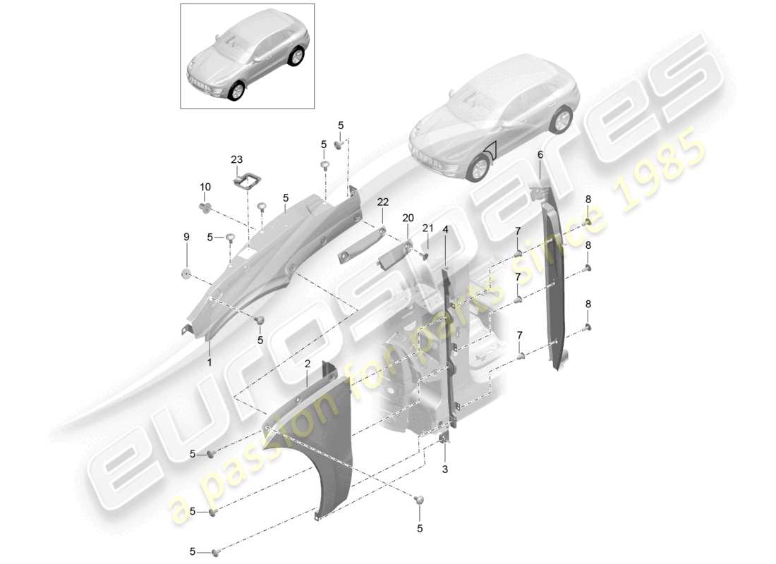 VIEW PARTS DIAGRAMS FROM THE PORSCHE MACAN PARTS CATALOGUE a part diagram from the porsche macan parts catalogue