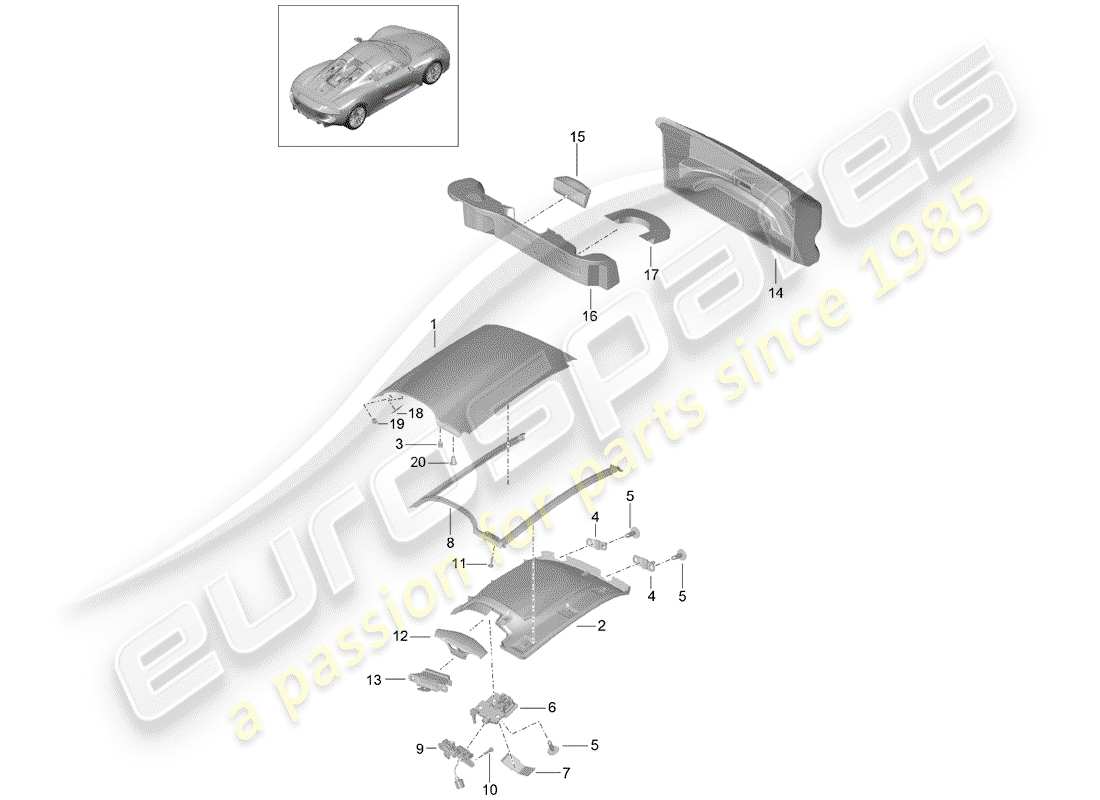 a part diagram from the porsche 918 spyder parts catalogue