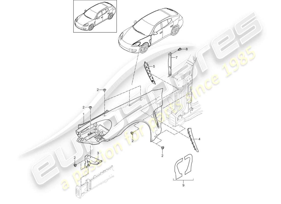 VIEW PARTS DIAGRAMS FROM THE PORSCHE PANAMERA PARTS CATALOGUE a part diagram from the porsche panamera parts catalogue
