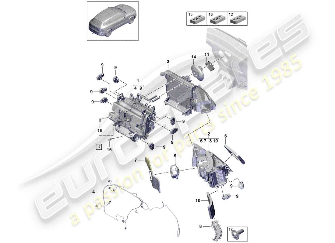 VIEW PARTS DIAGRAMS FROM THE PORSCHE CAYENNE PARTS CATALOGUE a part diagram from the porsche cayenne parts catalogue