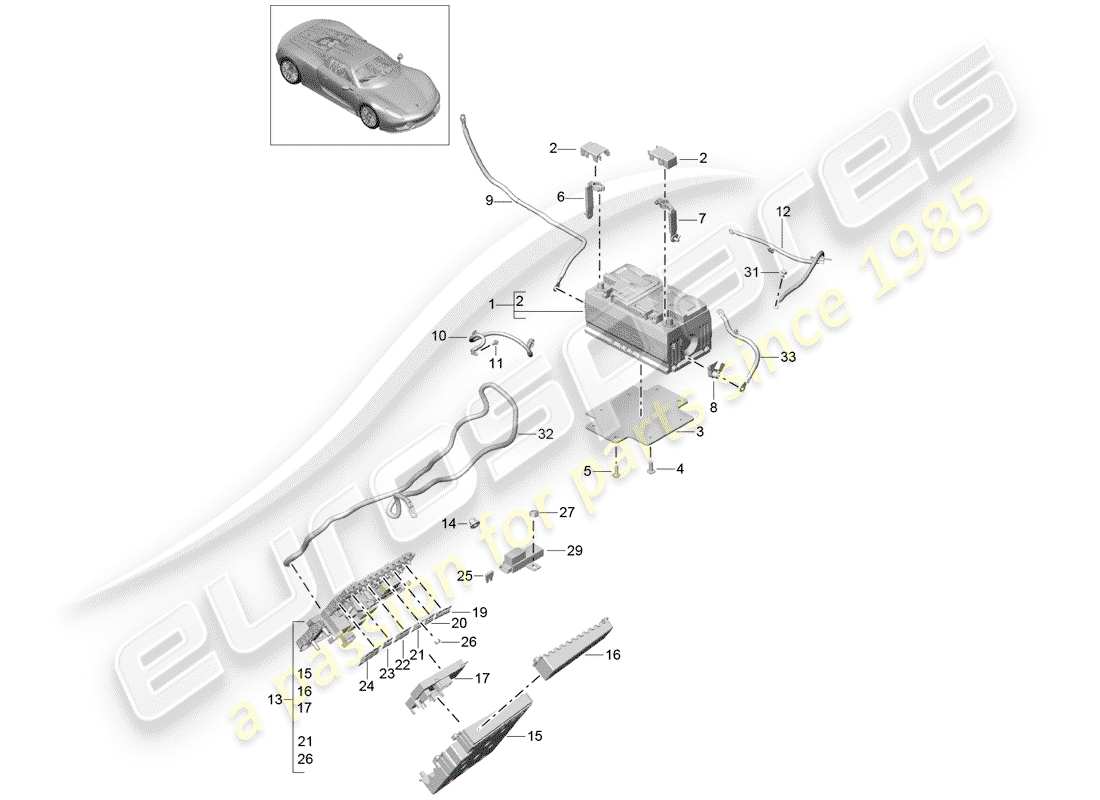 a part diagram from the porsche 918 spyder parts catalogue