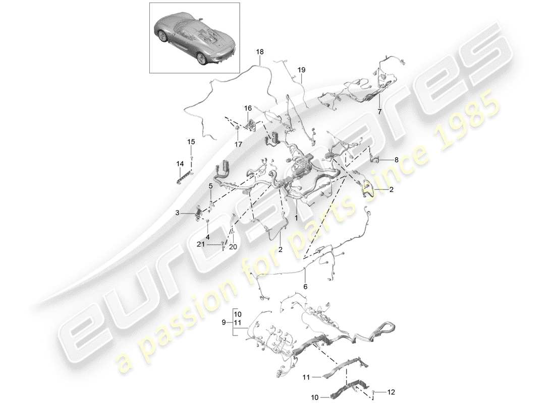 a part diagram from the porsche 918 spyder parts catalogue