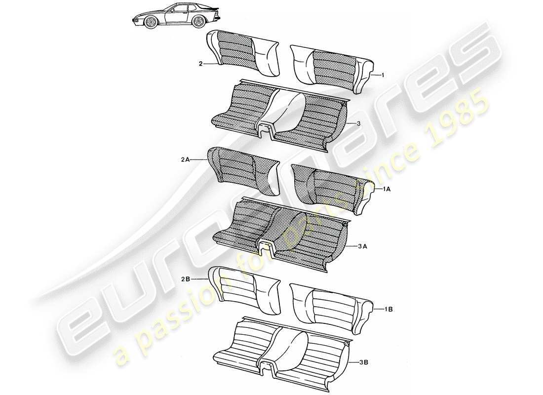 a part diagram from the porsche 1991 (seats for 944/968/911/928) parts catalogue