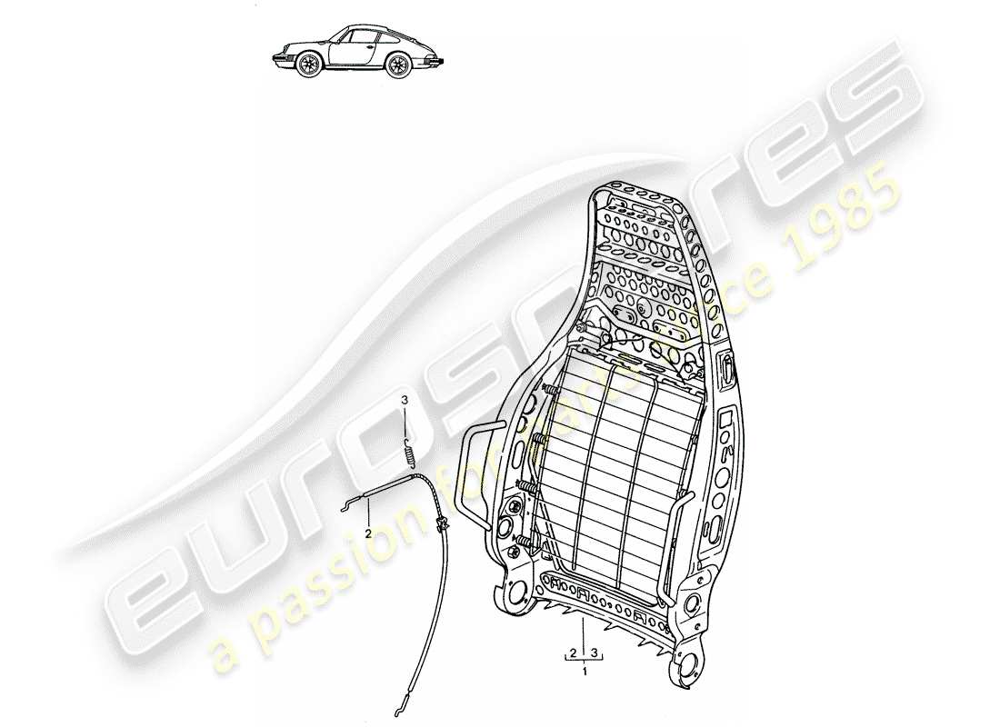 a part diagram from the porsche 1993 (seats for 944/968/911/928) parts catalogue