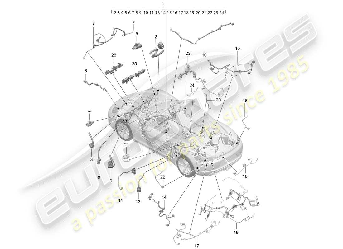 VIEW PARTS DIAGRAMS FROM THE PORSCHE CAYMAN PARTS CATALOGUE a part diagram from the porsche cayman parts catalogue