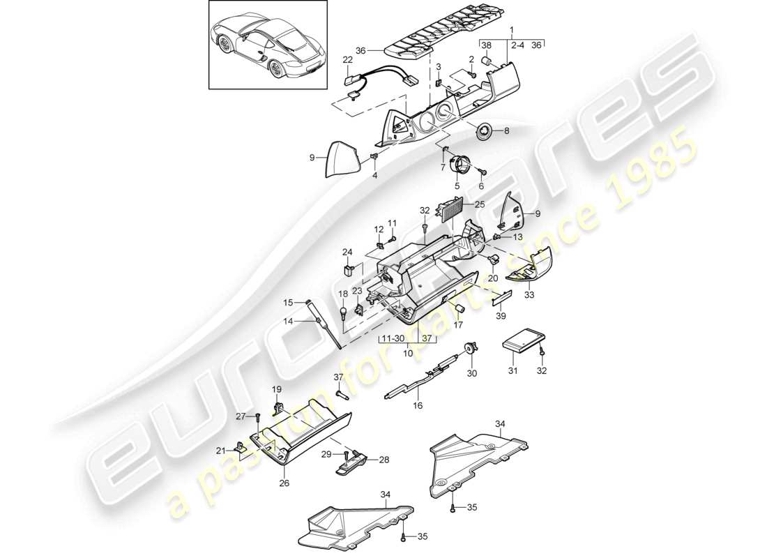 a part diagram from the porsche cayman parts catalogue