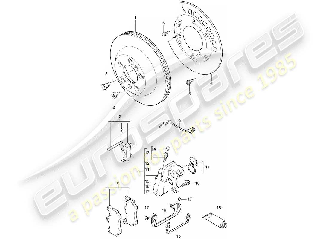 a part diagram from the porsche 2007 (cayenne e1 9pa) parts catalogue
