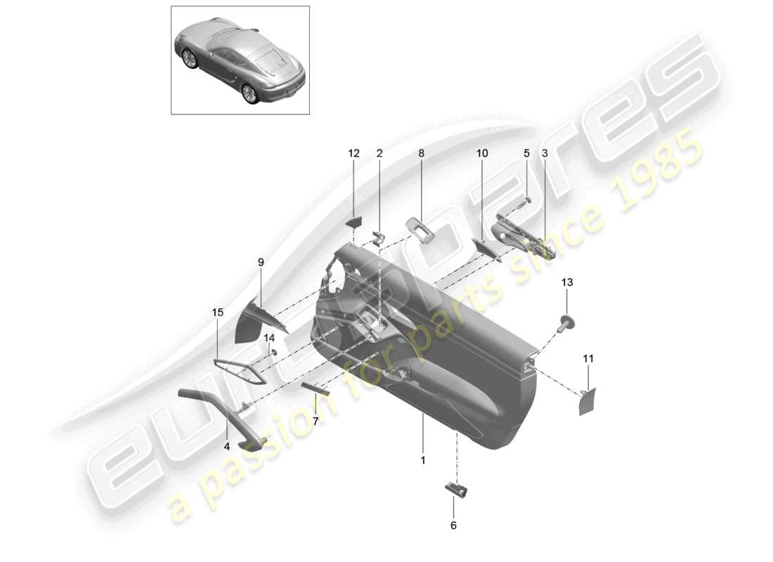 VIEW PARTS DIAGRAMS FROM THE PORSCHE CAYMAN PARTS CATALOGUE a part diagram from the porsche cayman parts catalogue