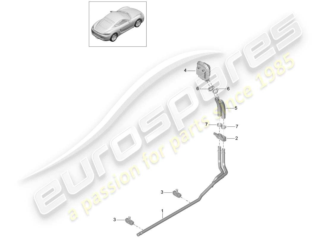 VIEW PARTS DIAGRAMS FROM THE PORSCHE CAYMAN PARTS CATALOGUE a part diagram from the porsche cayman parts catalogue