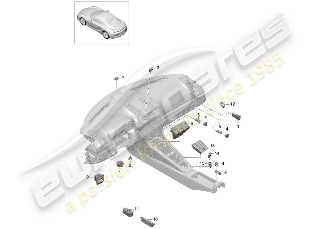 a part diagram from the porsche cayman parts catalogue