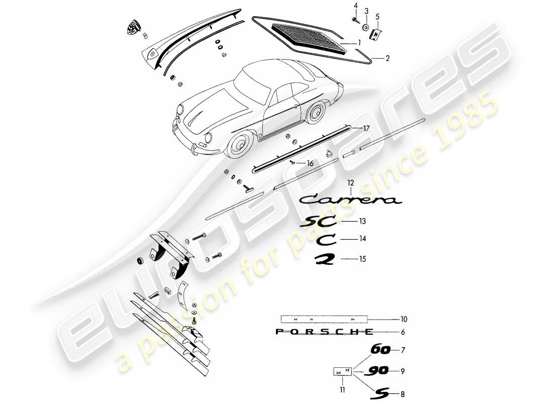 VIEW PARTS DIAGRAMS FROM THE PORSCHE 356 PARTS CATALOGUE a part diagram from the porsche 356 parts catalogue